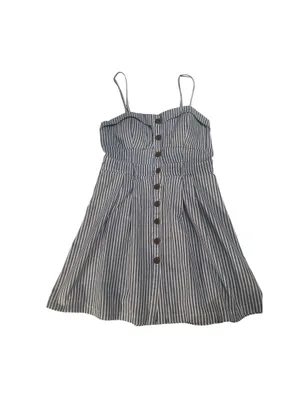 Womens Purple Snow White Striped Dress XL Navy Blue A-line Spring Dress Short thumbnail 2