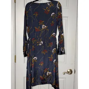 Sabie Navy Floral Long-Sleeve Tie-Waist Dress with Rust Accents thumbnail 3