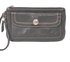 Coach Clutch Wingslet Black Bag Zippered Snap Closure Pebbled Leather thumbnail 1