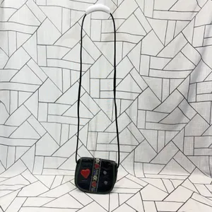 Boho Picard Embroidered‎ Crossbody Bag Black Green Floral Heart Festival Purse thumbnail 2