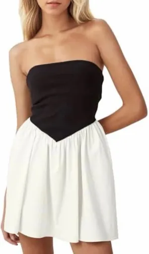NEW Strapless 100% Cotton Mini Poof Dress M thumbnail 1