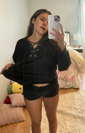 Aerie Black Cropped Crewneck thumbnail 2
