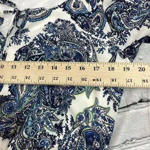 DR2 by Daniel Rainn Blue White Paisley Shift Dress Tassel Tie Neck Split MEDIUM thumbnail 15