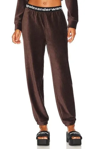Alexander Wang Velour Logo Waistband Joggers - Brown - Size Large - NWT thumbnail 1