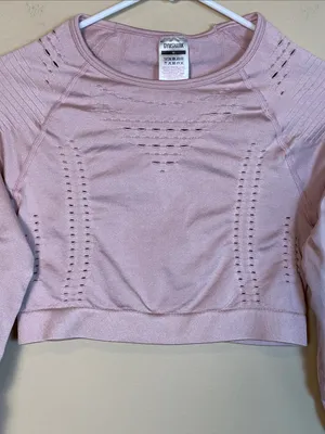Gymshark Women’s Seamless Cut Out Pink Workout Long Sleeve Crop Top thumbnail 2