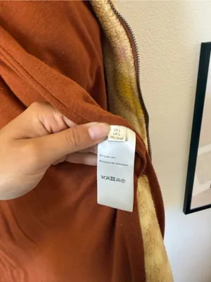 Free People Hooded Sherpa Jacket in Rust and Cream with Yellow Accents thumbnail 8