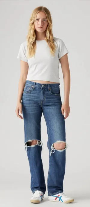 Levi’s Low Pro Women’s Straight Jeans in breath-out medium wash thumbnail 1
