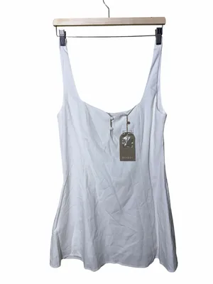 New Meshki Tandie Linen Flare Mini Dress White Size Large thumbnail 4