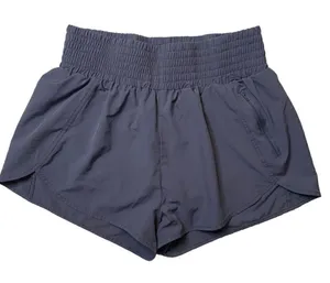 Women’s 𝅺gray- blue smocked high waisted athletic shorts thumbnail 1