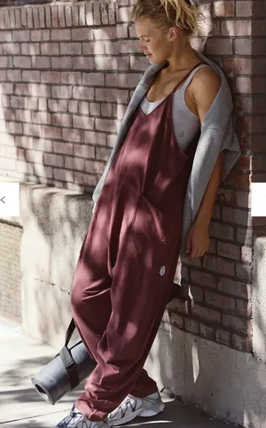 Free People Hot Shot Onesie Jumpsuit in Mahogany thumbnail 1