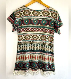 Easel Tribal Aztec Tassel Western Cowgirl Women’s Shirt Size M thumbnail 1