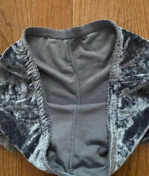Dolls Kill NWOT Velvet velour grey lace trimmed lounge shorts thumbnail 5