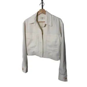 Wilfred Little Cropped Jacket White Button Up Structured Utility Coat M thumbnail 2