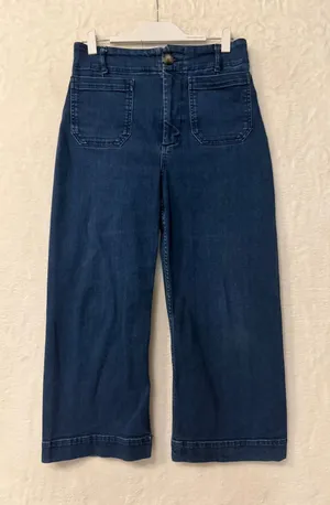 Maeve Anthropologie Colette Wide Leg Crop Jeans 31 Dark Wash High Rise Denim thumbnail 1