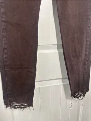 Levi’s 501 High-Rise Straight Leg Brown Denim Jeans with Frayed Hem thumbnail 3