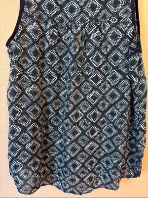 Converse Medium Navy Turquoise Blue Tile Geometric Henley Tank Top thumbnail 10
