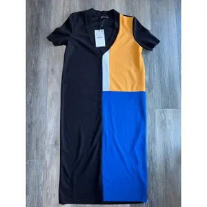 Zara Colorblock Knit Midi Dress V-Neck Short Sleeve NWT Small thumbnail 7