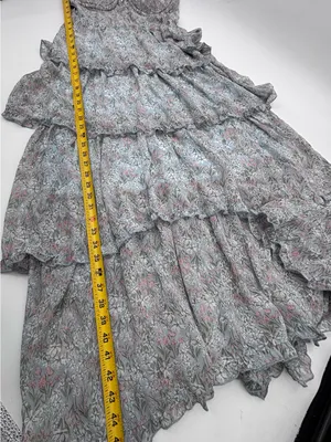 Astr Floral Tiered Maxi Dress in Light Gray and White thumbnail 10