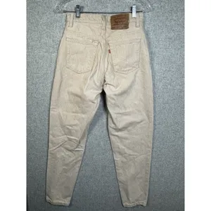 Vintage Levis 550‎ Jeans Womens 7 Med Relaxed Fit Tapered Leg Cream Made In USA thumbnail 2