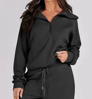 Black Quarter Zip Up Sweatshirt thumbnail 4