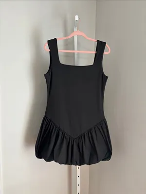Grand Street Studios Black Satin Bubble Hem Tank Dress Flirty Sexy Dress Sz XL thumbnail 2
