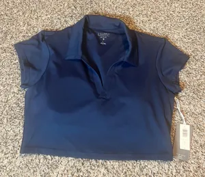 Z Supply Fair Play Polo Top INCA L Navy‎ Active Cropped Athletic Short Sleeve thumbnail 1