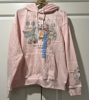 HELLO KITTY NWT Women's Sweatshirt Hoodie Kitty & Friends Go Camping XL thumbnail 1