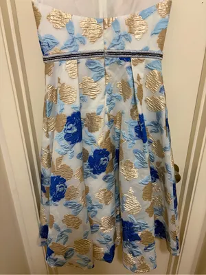 Nicole Miller Blue, Light Blue & Gold Floral Fit-and-Flare Dress thumbnail 5