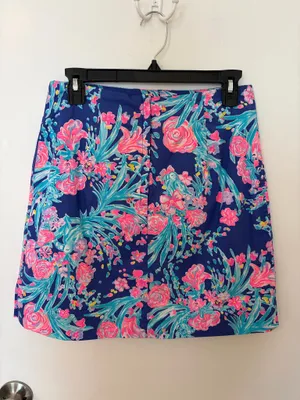 Lilly Pulitzer Izzy Skirt Mini Corsica Blue Pink Toucan Party size 6 thumbnail 2