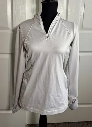 Athleta white long sleeve half-zip athletic top (size S) thumbnail 1