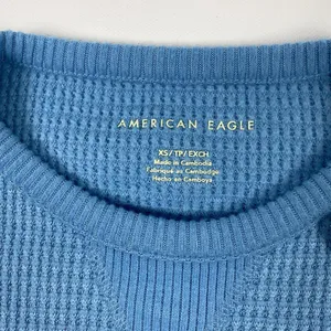 American Eagle‎ Shirt Womens XS Blue Waffle Knit Thermal Crewneck Long Sleeve thumbnail 5