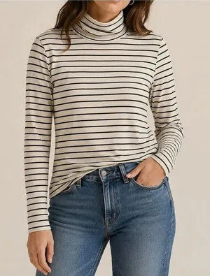 Madewell Striped Turtleneck Long Sleeve Top Size XL thumbnail 1