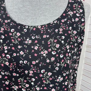 Vintage 90s Y2K Kathie Lee Floral Sleeveless Shift Maxi Dress Black Pink Medium thumbnail 7