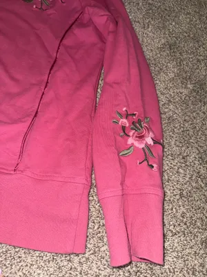 Sport Savvy Women's Pink Floral Embroidered Full Zip Jacket and Pants Set, Medium thumbnail 5
