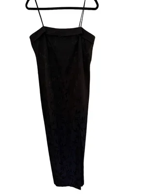 Vintage J.R. Nites by Caliendo Black Tonal Floral Jacquard Maxi Dress thumbnail 12