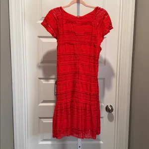 Jessica Howard Red Lace Flutter Sleeve Dress Size 14 NWT Cocktail Wedding‎ thumbnail 8