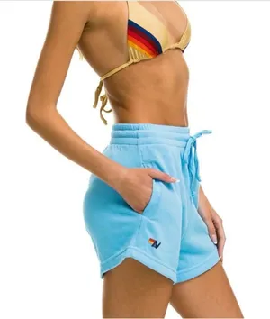 Aviator Nation Lounger Shorts Logo Embroidered Sky Blue Preppy Beach Summer thumbnail 1