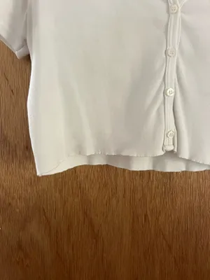 Brandy Melville white basic crop button up tee thumbnail 5