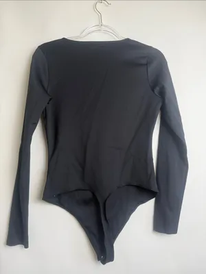 Good American Scuba Scoop Neck Bodysuit in Black Size Large thumbnail 7