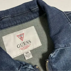 Guess Rigby Denim Moto Zip Distressed Blue Jean Jacket Medium thumbnail 8