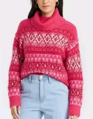 Universal Thread cozy fairisle turtleneck sweater M thumbnail 1