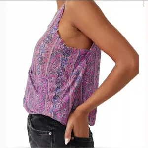 Free People We the Free Your Twisted Tee Printed Tank V-neck; elastic waist M thumbnail 2