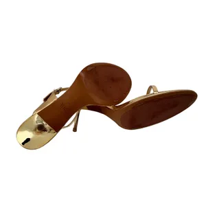 ZARA Metallic Gold Strap Stiletto Heels Sandals 3.1" 9 EUC thumbnail 8