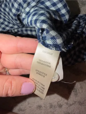 Max Studio XS Navy White Gingham Wrap Blouse 100% Rayon Soft Draped thumbnail 6