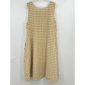 Women Yellow Butter Gingham Dress 2x Relax Midi Coquette Cottage Cotton Granola thumbnail 6
