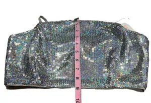 GB Women's Silver Sequin Bandeau Camisole Top Size M Party Sparkly thumbnail 2