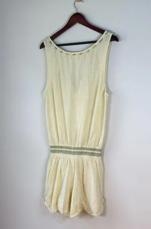 Free People Cotton Gauzy Pale Yellow Romper Small Beach Flowy thumbnail 4