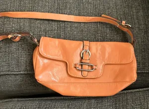 Peach mini leather shoulder bag Orange thumbnail 1