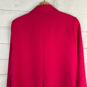 Old Navy Women S Berry Pink Relaxed Unlined Blazer 2 Button Workwear Jacket thumbnail 5