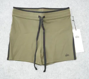 Alo Women's Size Medium Race Pace Shorts Khaki Green NWT High-Waist Airbrush thumbnail 1